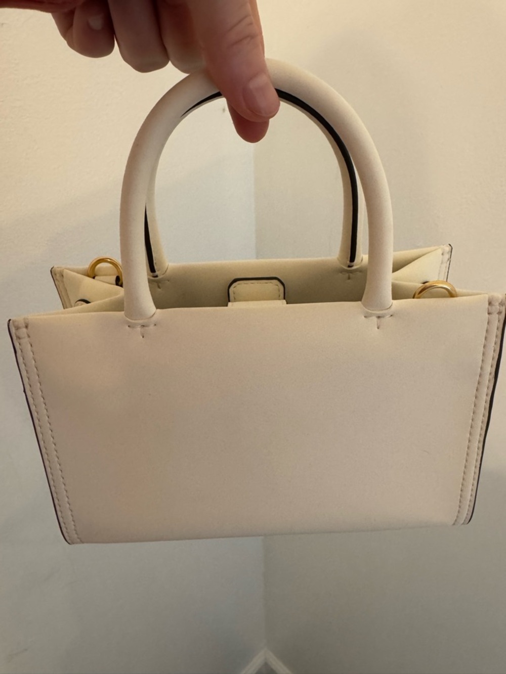 Tory Burch Cream Leather Ella Mini Tote with Logo Medallion - Picture 7 of 7
